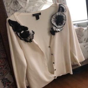 Cream with Black  women’s button up sweater